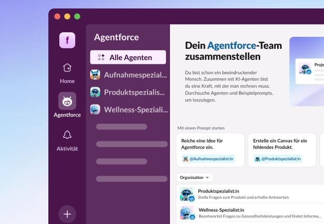Slack-Benutzeroberfläche mit einem Agenten-Repository
